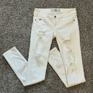 Hollister Y2K Women's white Distressed Skinny Jeans
